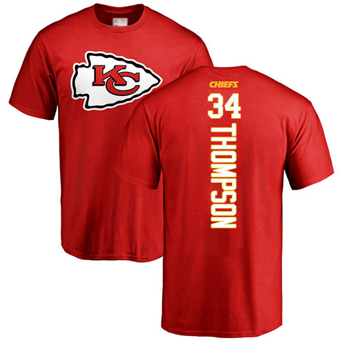 Men Kansas City Chiefs #34 Thompson Darwin Red Backer T-Shirt->nfl t-shirts->Sports Accessory